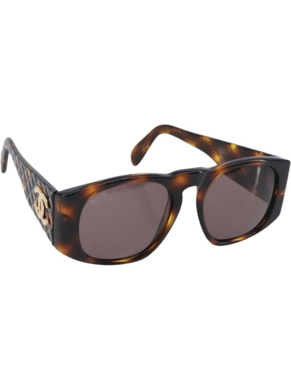 CHANEL Tortoise Pattern Sunglasses Plastic Brown Gold CC